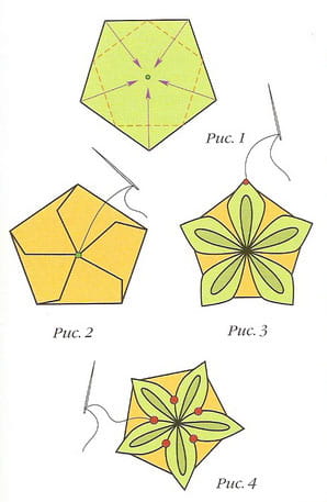 Схема изготовления цветка из оригами Флокс 