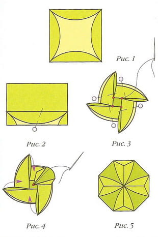 Схема изготовления цветка из оригами Морозник
