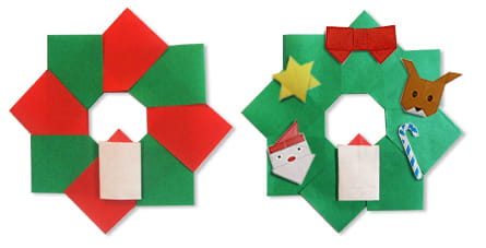 Оригами из бумаги рождественский венок