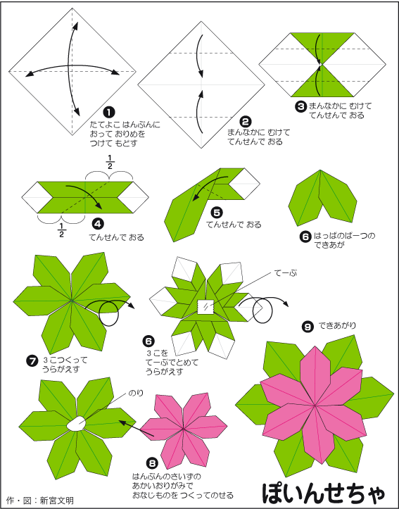 Оригами из бумаги цветок Пуансетия