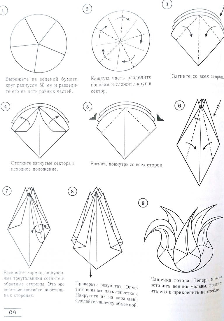Оригами цветы простые схемы для детей