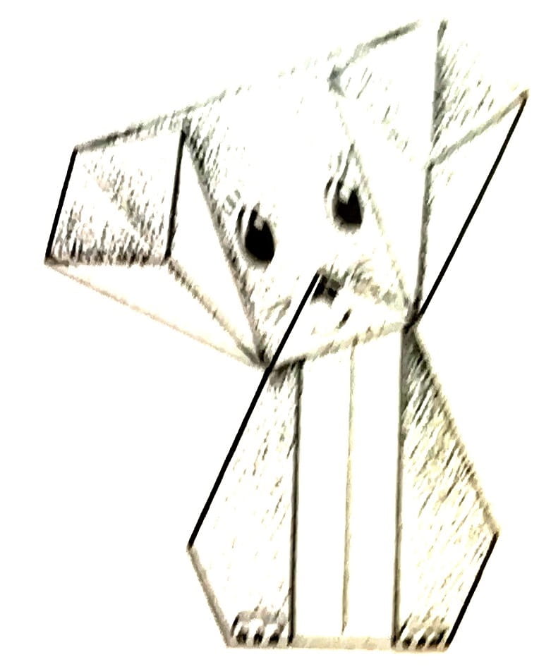 Схема оригами из бумаги Щенок
