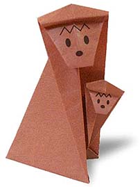 Оригами из бумаги две обезьянки