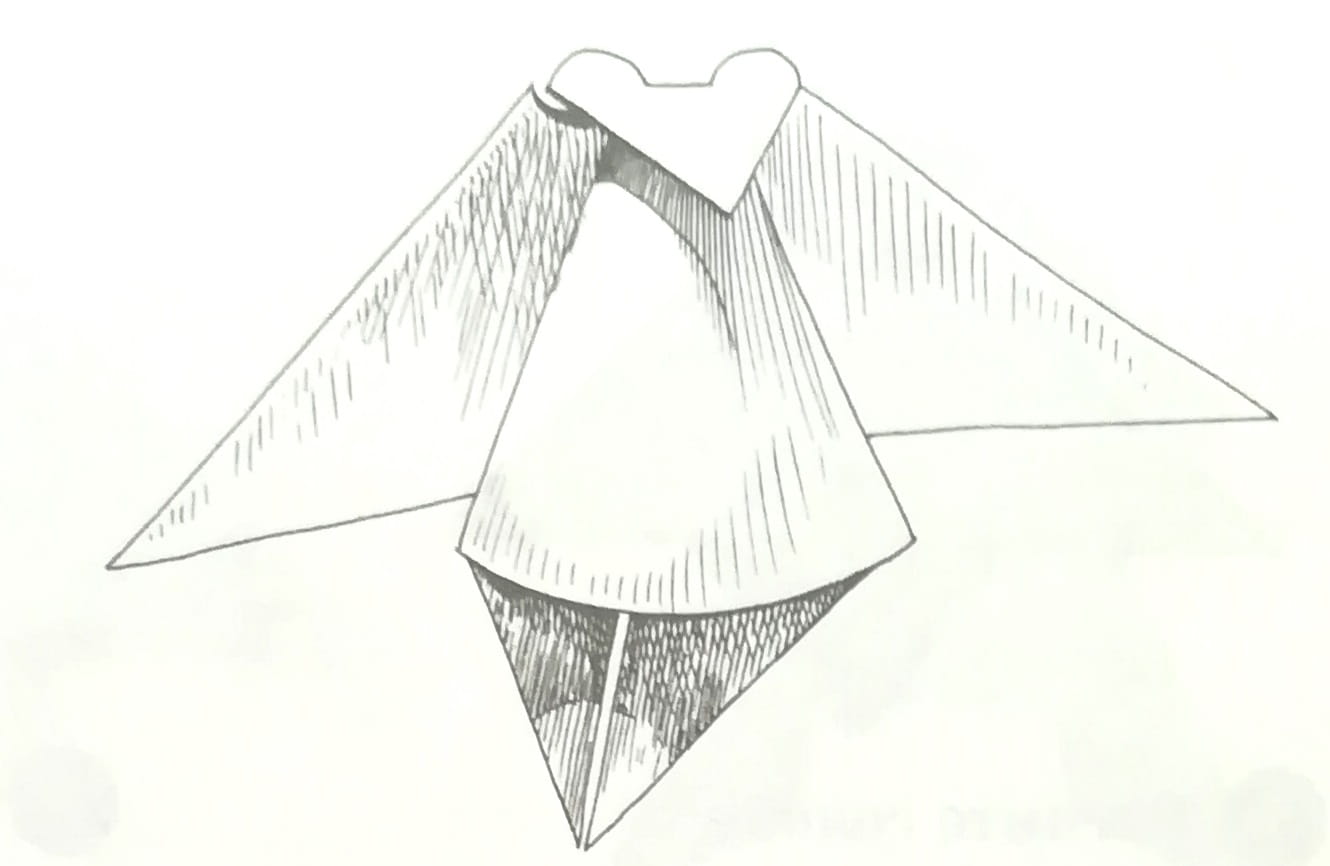 Схема оригами из бумаги Летучая мышь