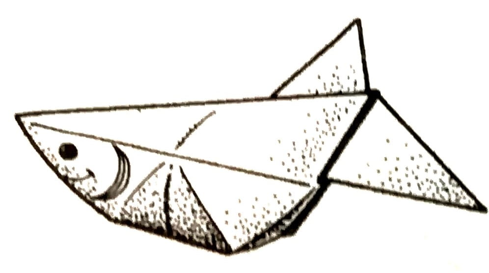 Схема оригами из бумаги Надувная рыбка