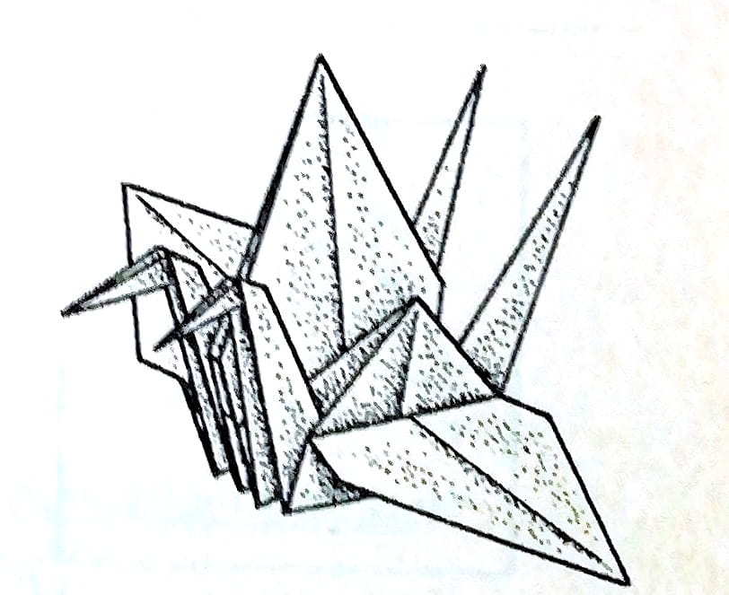 Схема оригами из бумаги пара журавлей