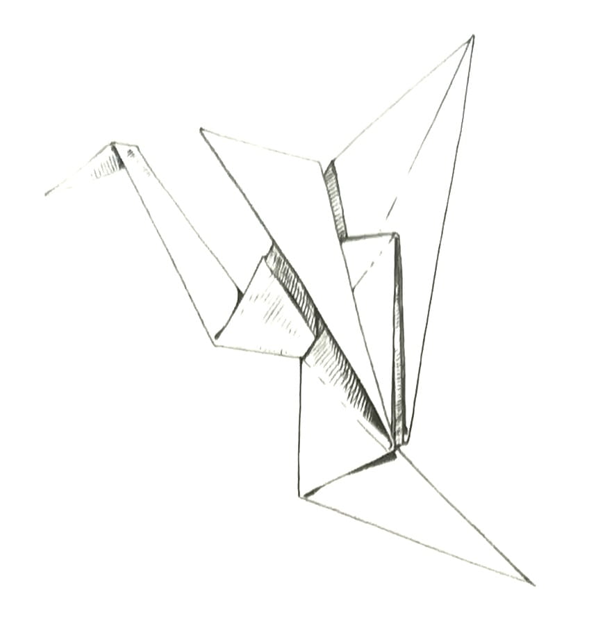 Схема оригами из бумаги Журавль