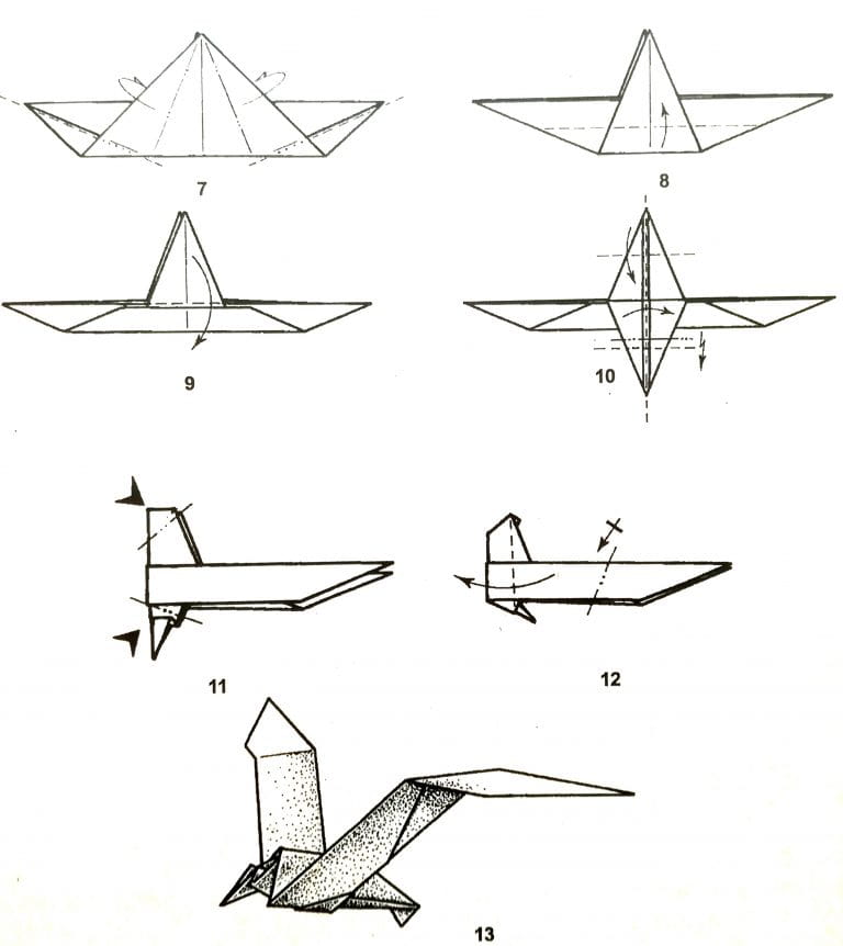 Оригами чайка из бумаги схема