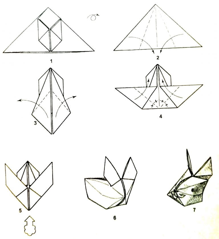 Картинка оригами заяц