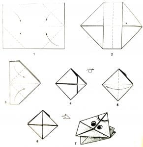 Лягушка из бумаги квакающая схема