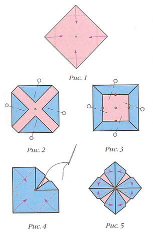 Схема изготовления цветка из оригами Целозия 