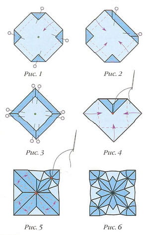 Схема изготовления цветка из оригами Хризантема