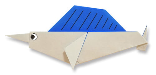 Оригами из бумаги рыба меч