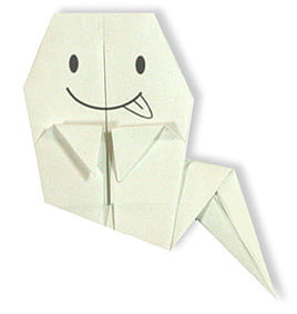 Оригами из бумаги привидение на Хэллоуин