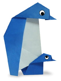 Оригами из бумаги мама Пингвин и малыш Пингвин