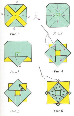 Схема изготовления цветка из оригами Чертополох