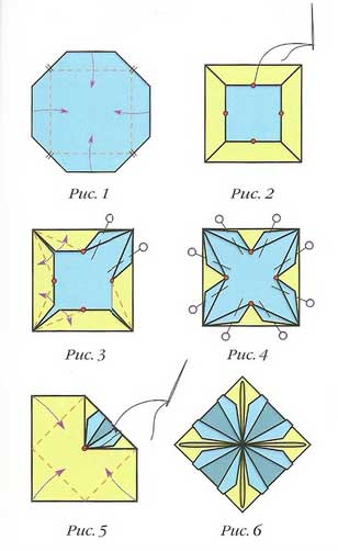 Василек оригами из ткани