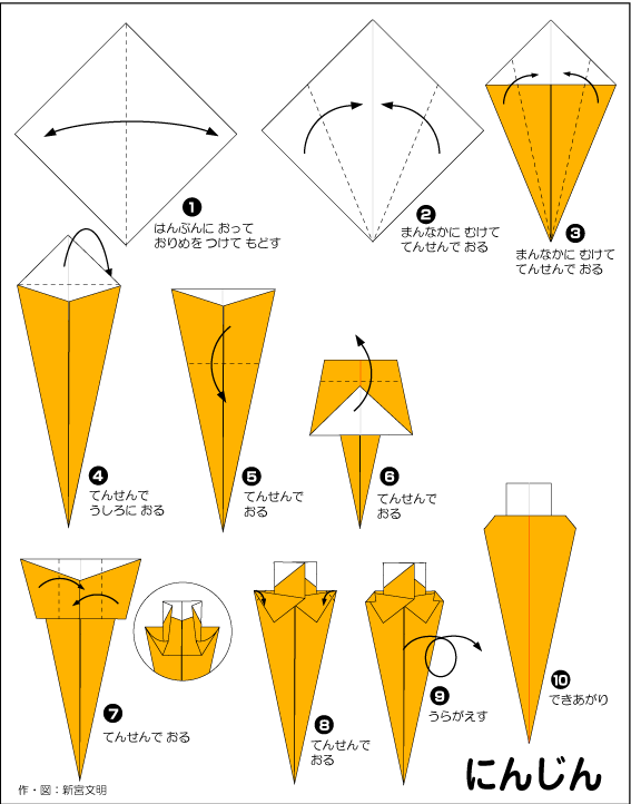 Оригами из бумаги Морковь 