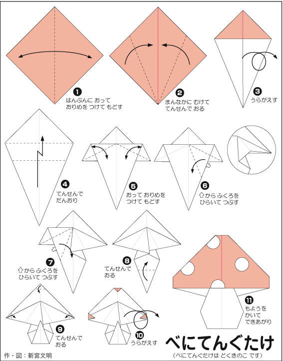 Оригами из бумаги Гриб мухомор