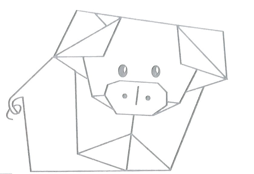 Схема оригами из бумаги Свинка