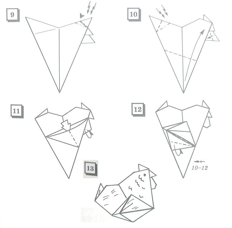 Курочка оригами схема для детей