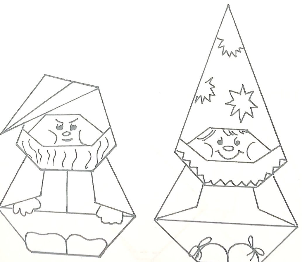 Схема оригами из бумаги Гном