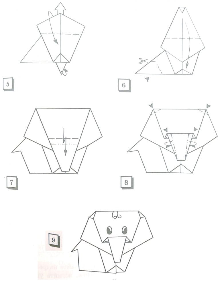 Оригами слоник схема