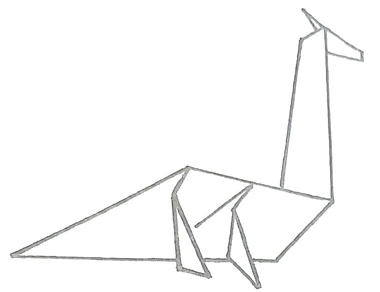 Схема оригами из бумаги Динозавр