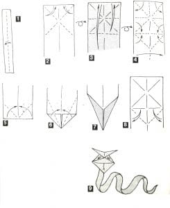 Оригами змея схема