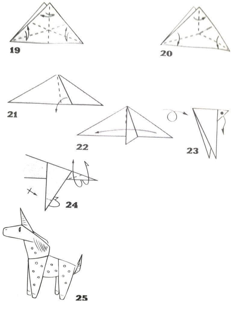 Оригами из бумаги лошадь схема